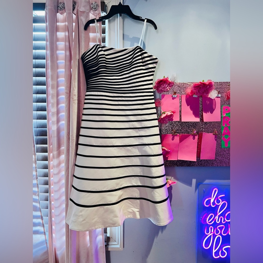 NWT Halston Colorblock dress size 10. Color bone and black.